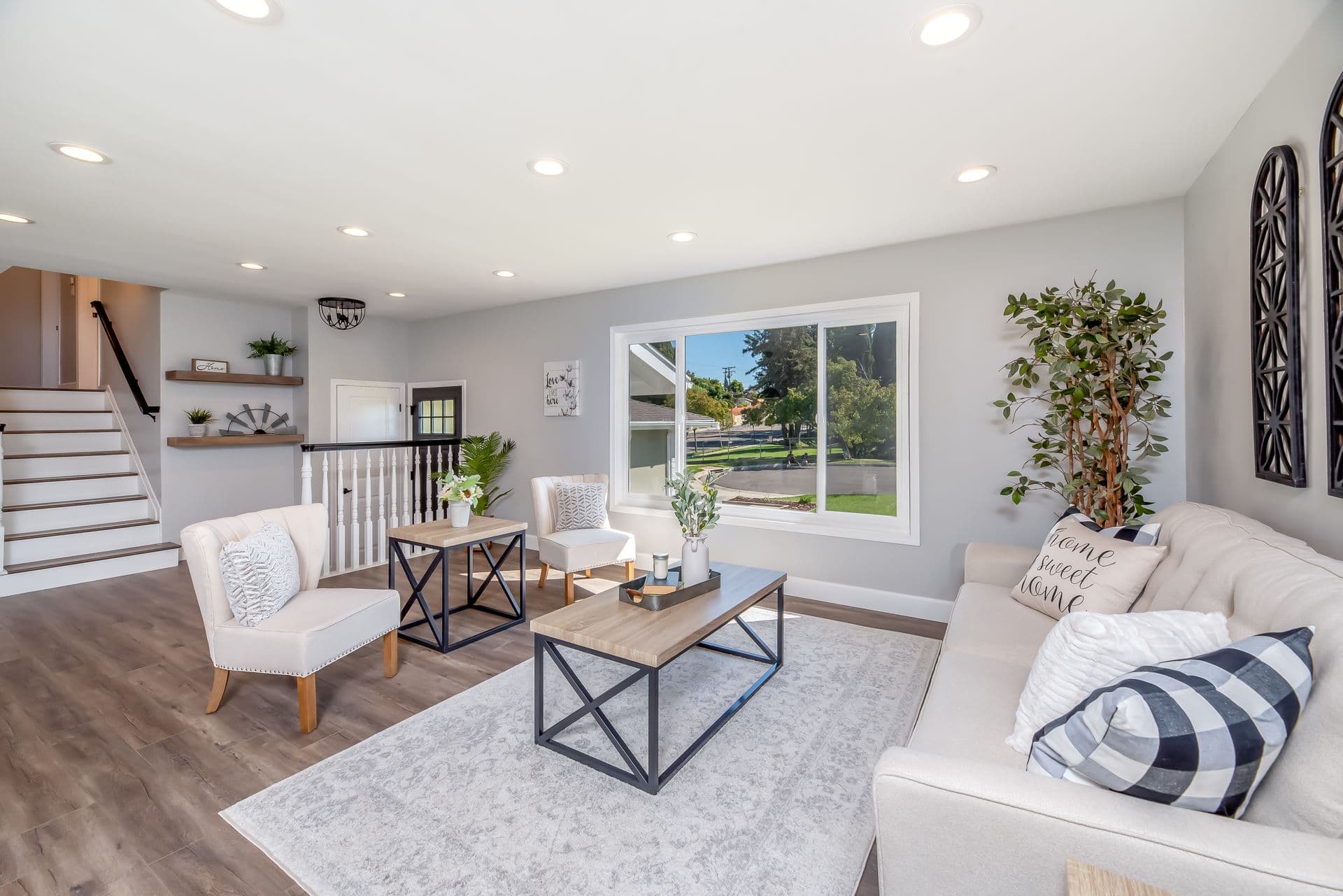 A bright, spotless living room cleaned by Ask Pro Cleaning in Fairfield County